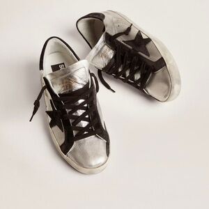 Golden Goose BNWT size 40 Women's Super-Star in silver leather